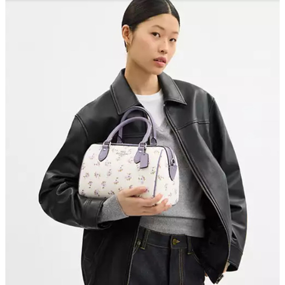 Coach Rowan Satchel Bag Crossbody With Floral Print CAL58 Chalk Multi NWT - Picture 6 of 10